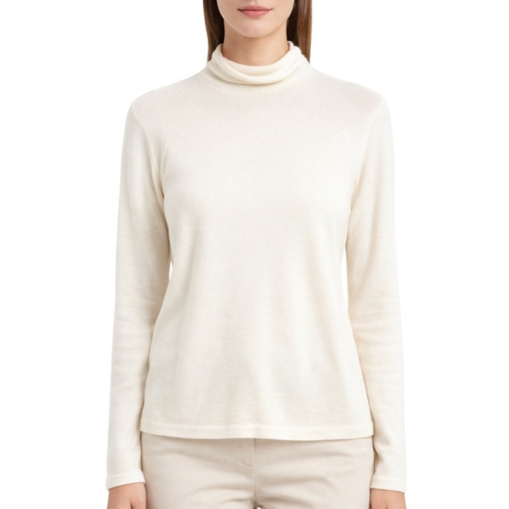 Uniqlo x Theory Womens‎ 100% Wool Turtleneck Sweater Off White Cream Size Small
